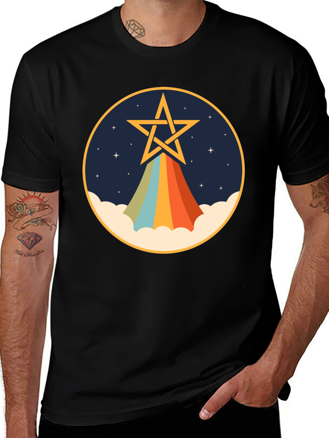 Variant 21 of Retro Star Rainbow T-Shirt - Trendy Graphic Tee