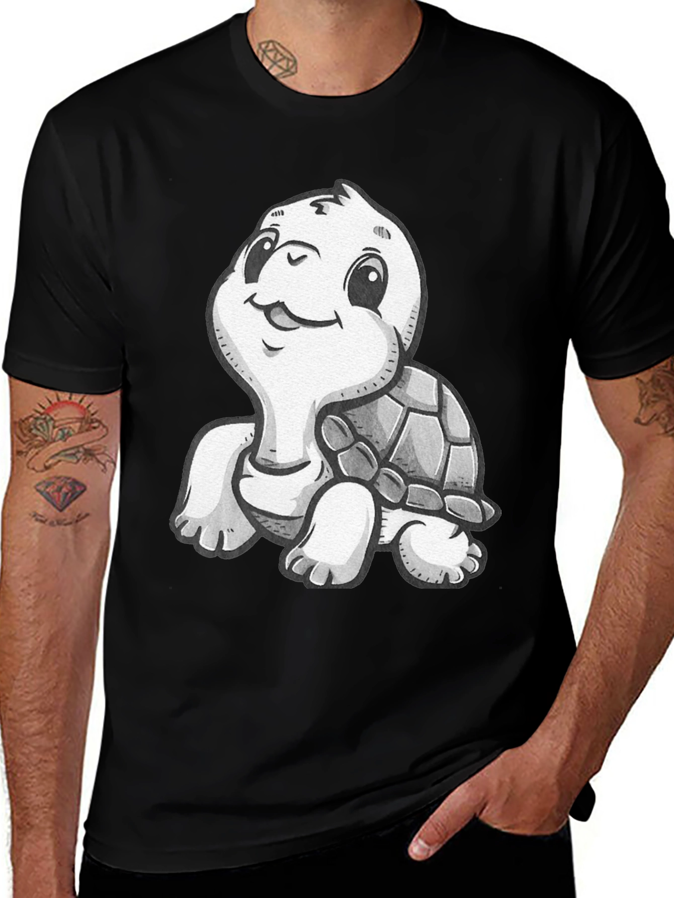 Variant 28 of Cute Turtle Graphic T-Shirt - Black