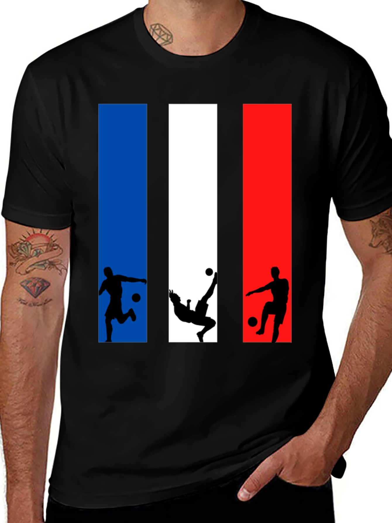 France Soccer T-Shirt, Tricolor Football Design