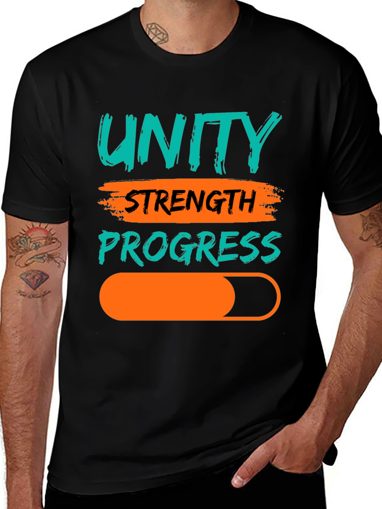 Variant 23 of Unity Strength Progress Graphic Tee - Black Cotton T-Shirt