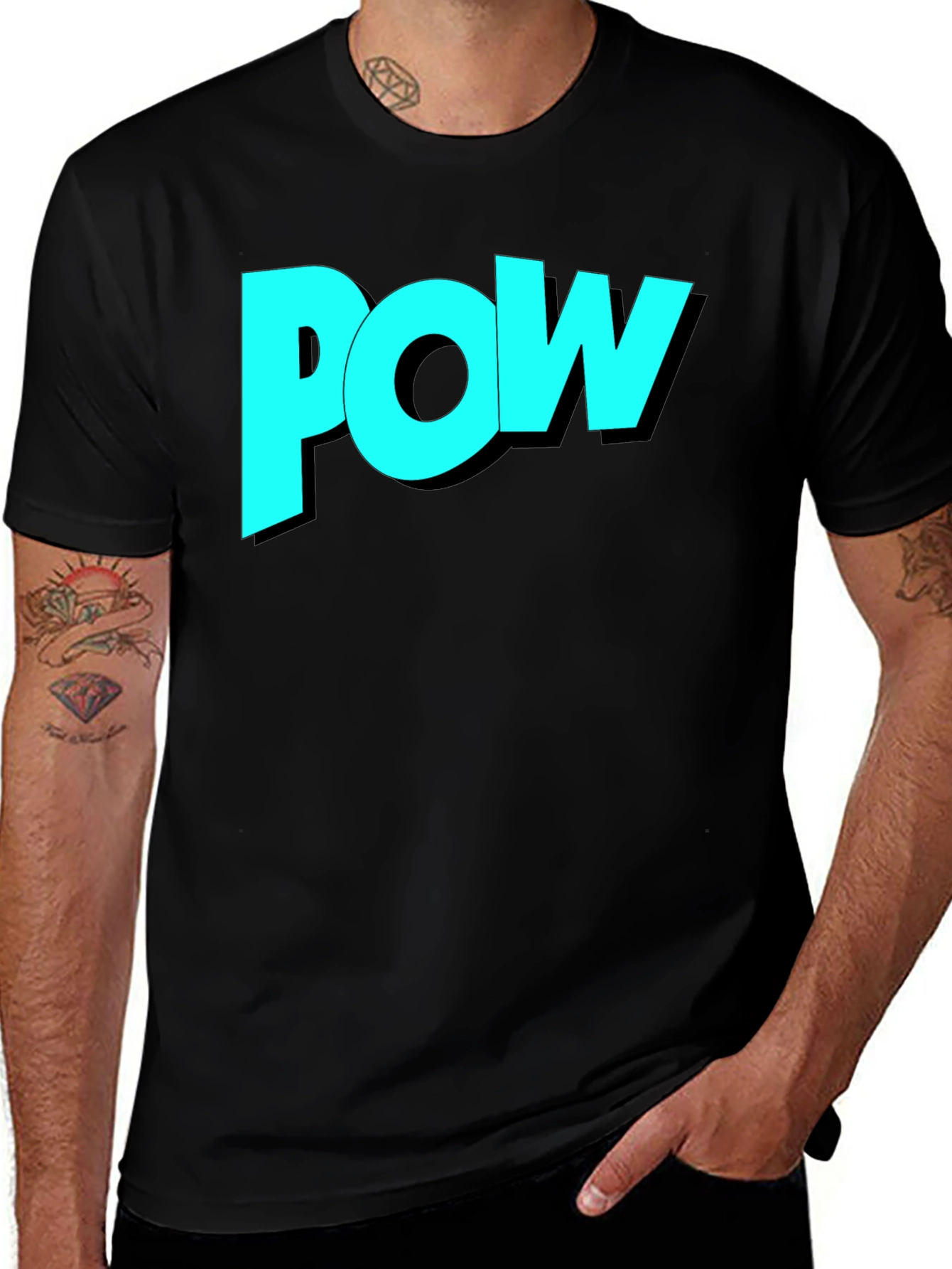 Variant 4 of POW Graphic Tee - Bold Comic Style Black T-Shirt