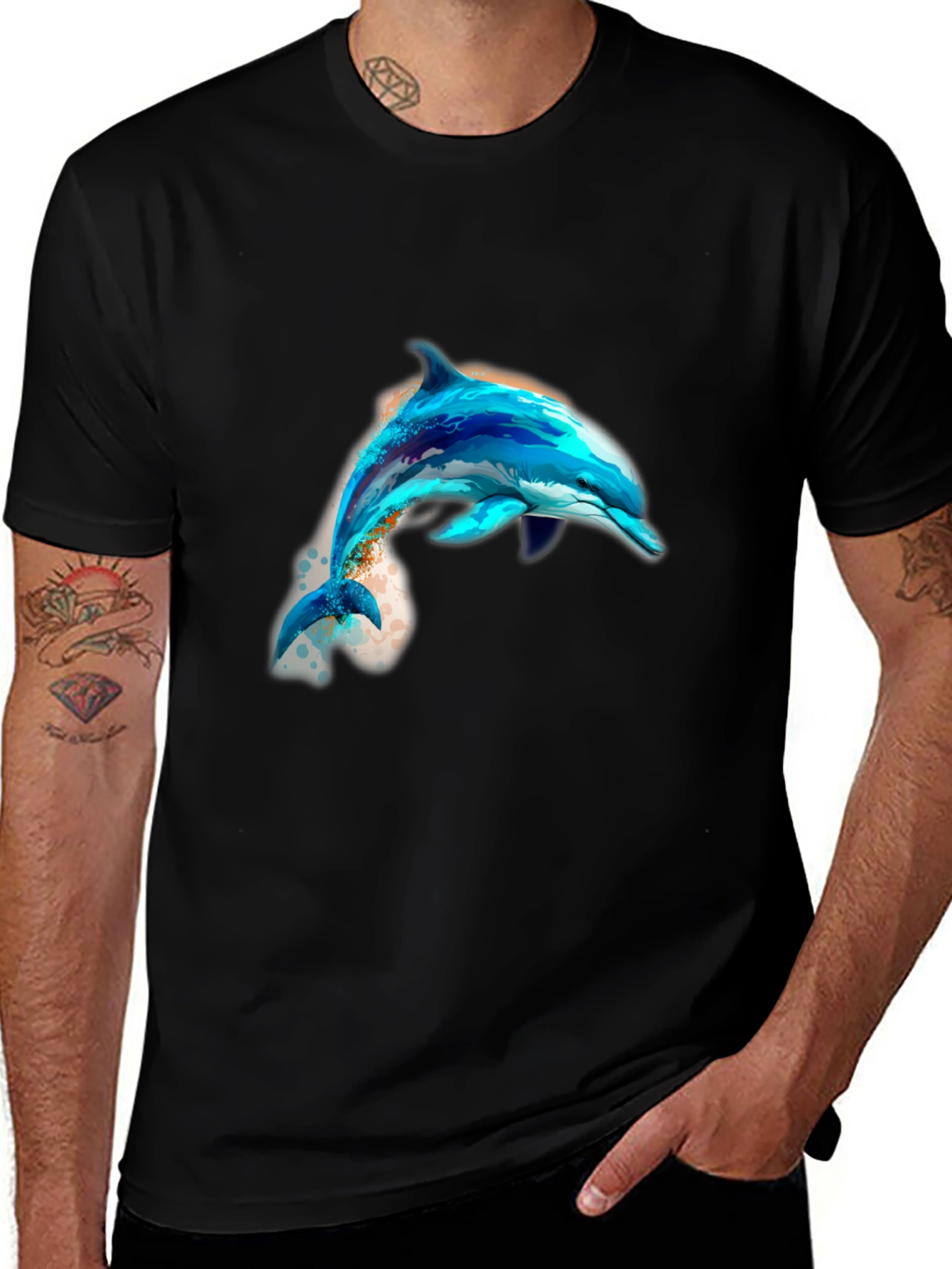 Variant 3 of Dolphin Graphic Black T-Shirt