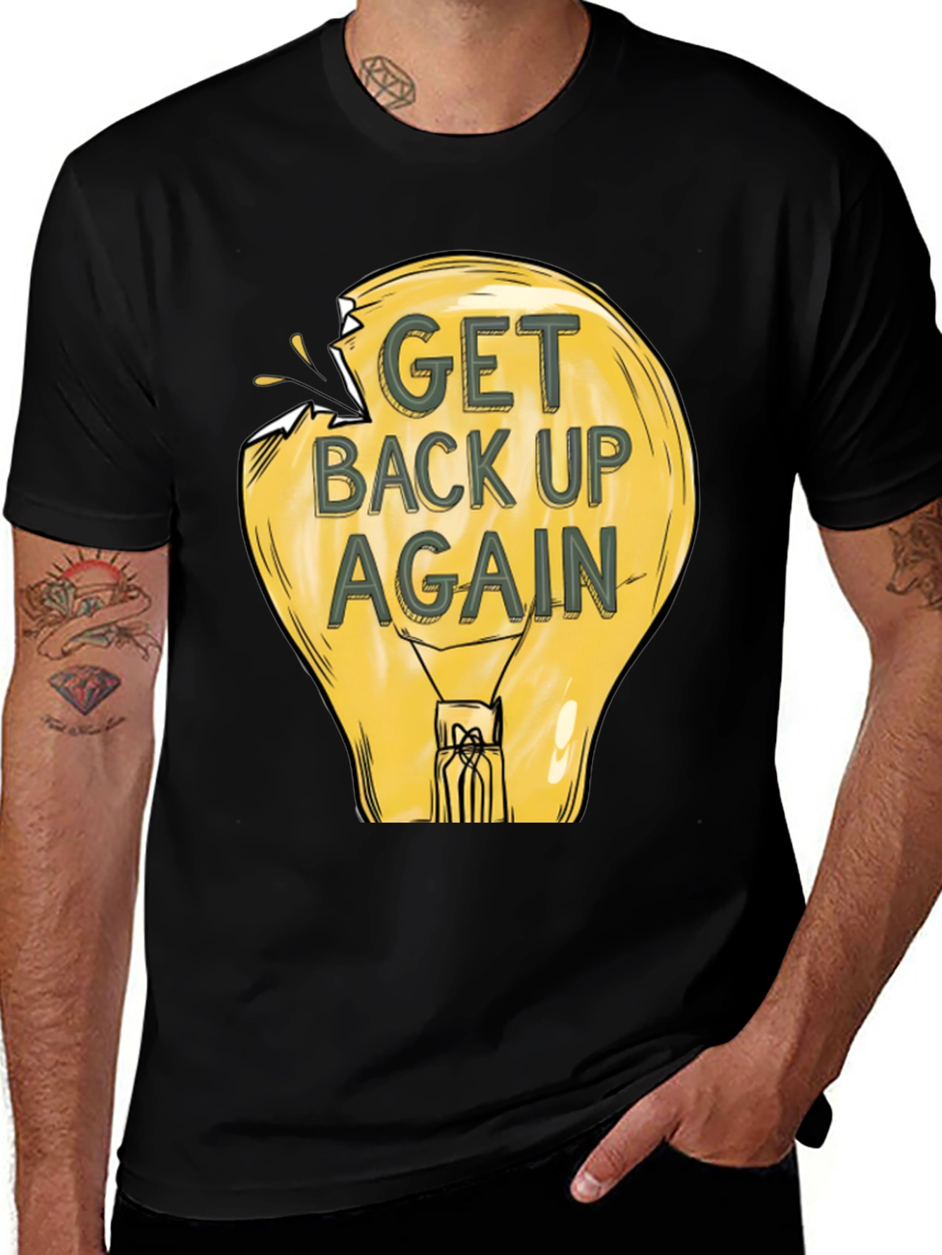 Variant 19 of Get Back Up Again Light Bulb Graphic T-Shirt