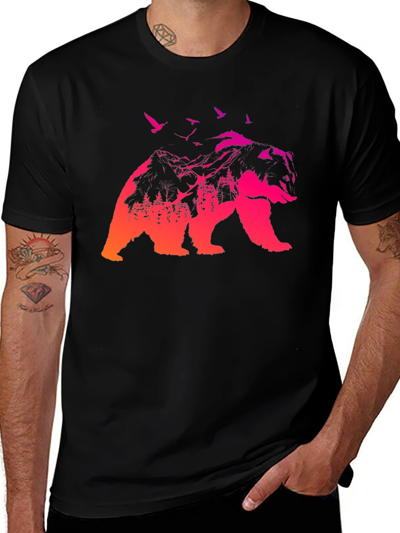 Variant 22 of Bear Silhouette Nature Graphic Men's T-Shirt