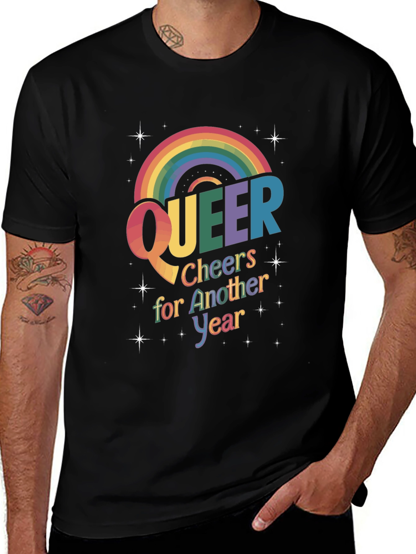 Variant 25 of Queer Cheers Graphic T-Shirt - Rainbow Pride