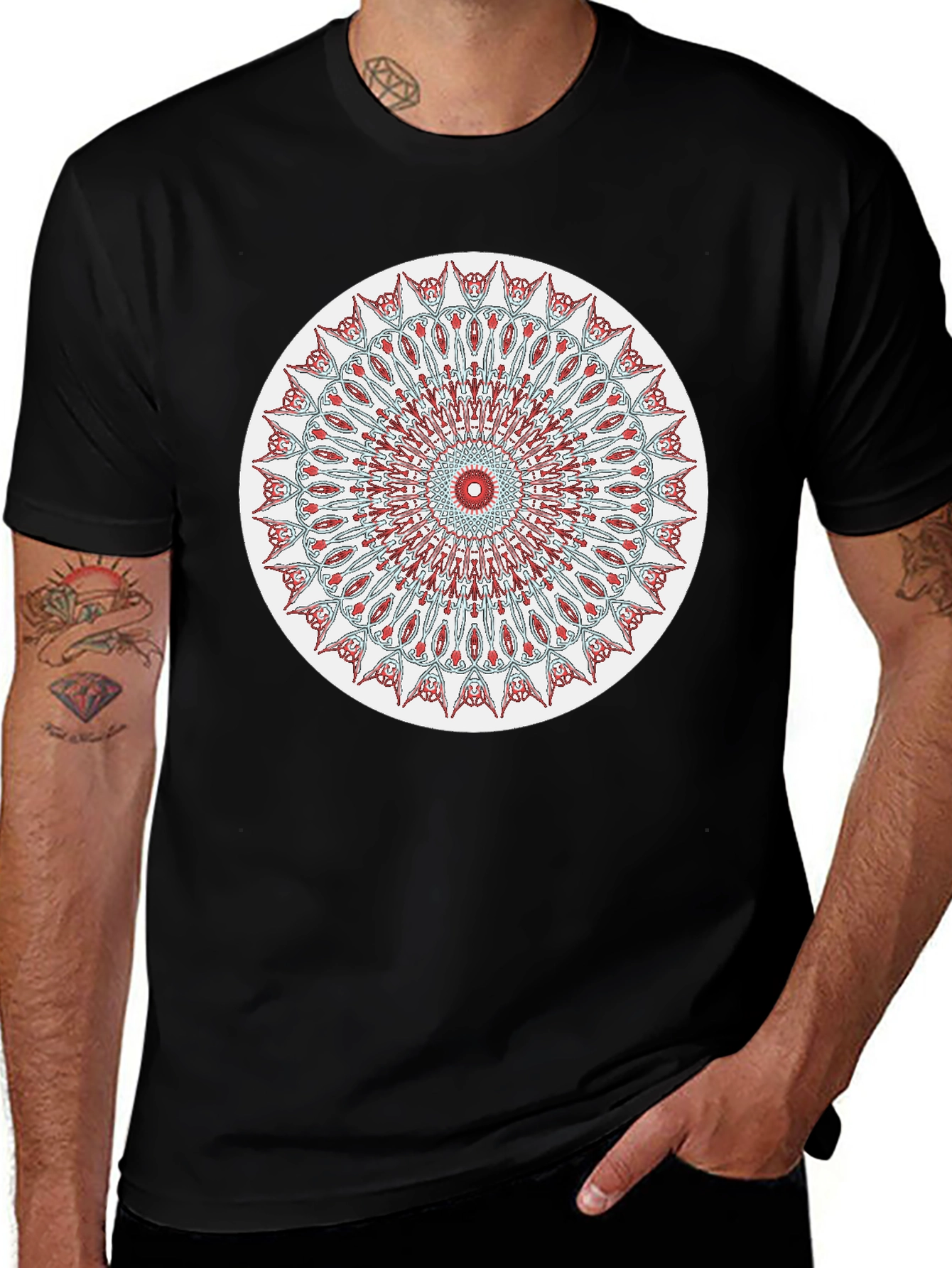 Variant 20 of Mandala Graphic Tee - Black Cotton Blend T-Shirt