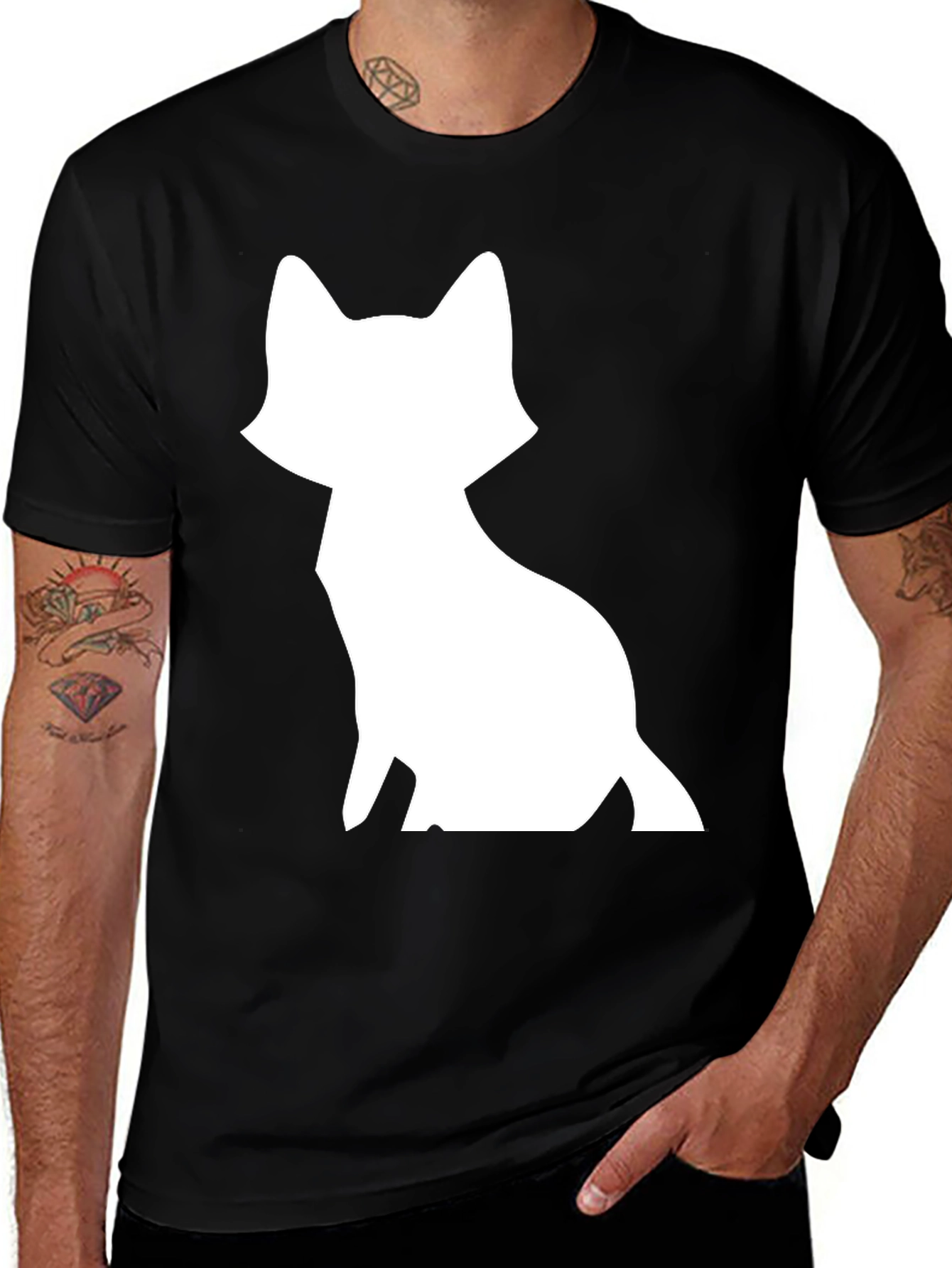 Variant 19 of Fox Graphic T-Shirt - Black Cotton Tee