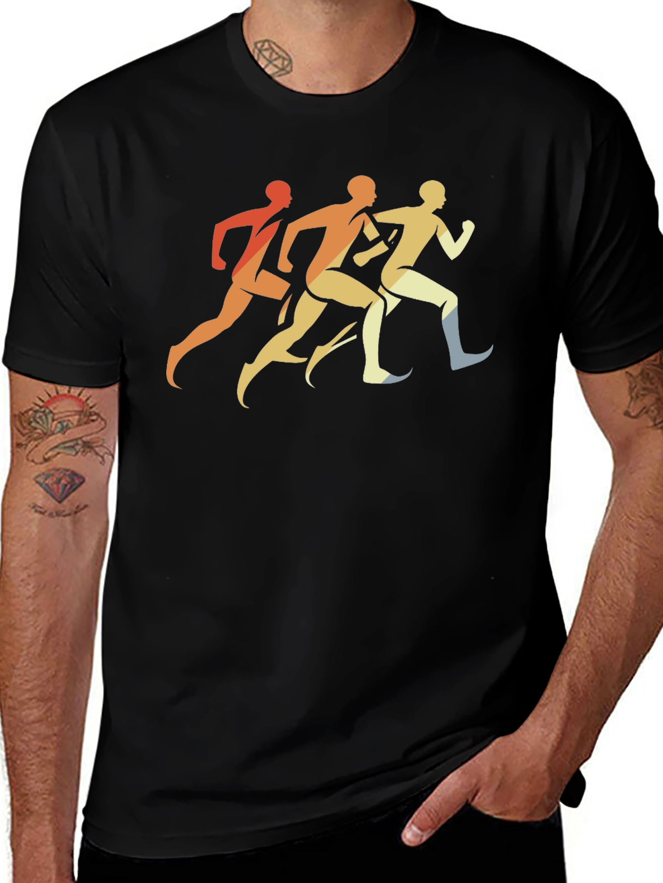 Variant 19 of Retro Runner Graphic T-Shirt - Men's Black Tee