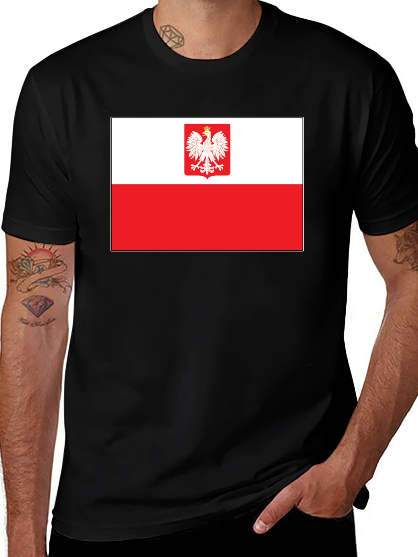 Poland Flag Graphic T-Shirt - Black