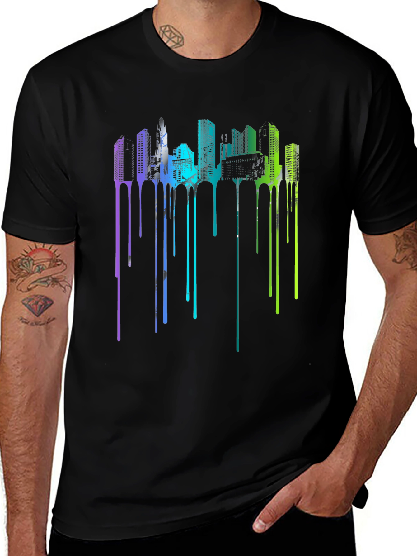 Variant 8 of Urban Drip Tee - Cityscape Graphic T-Shirt