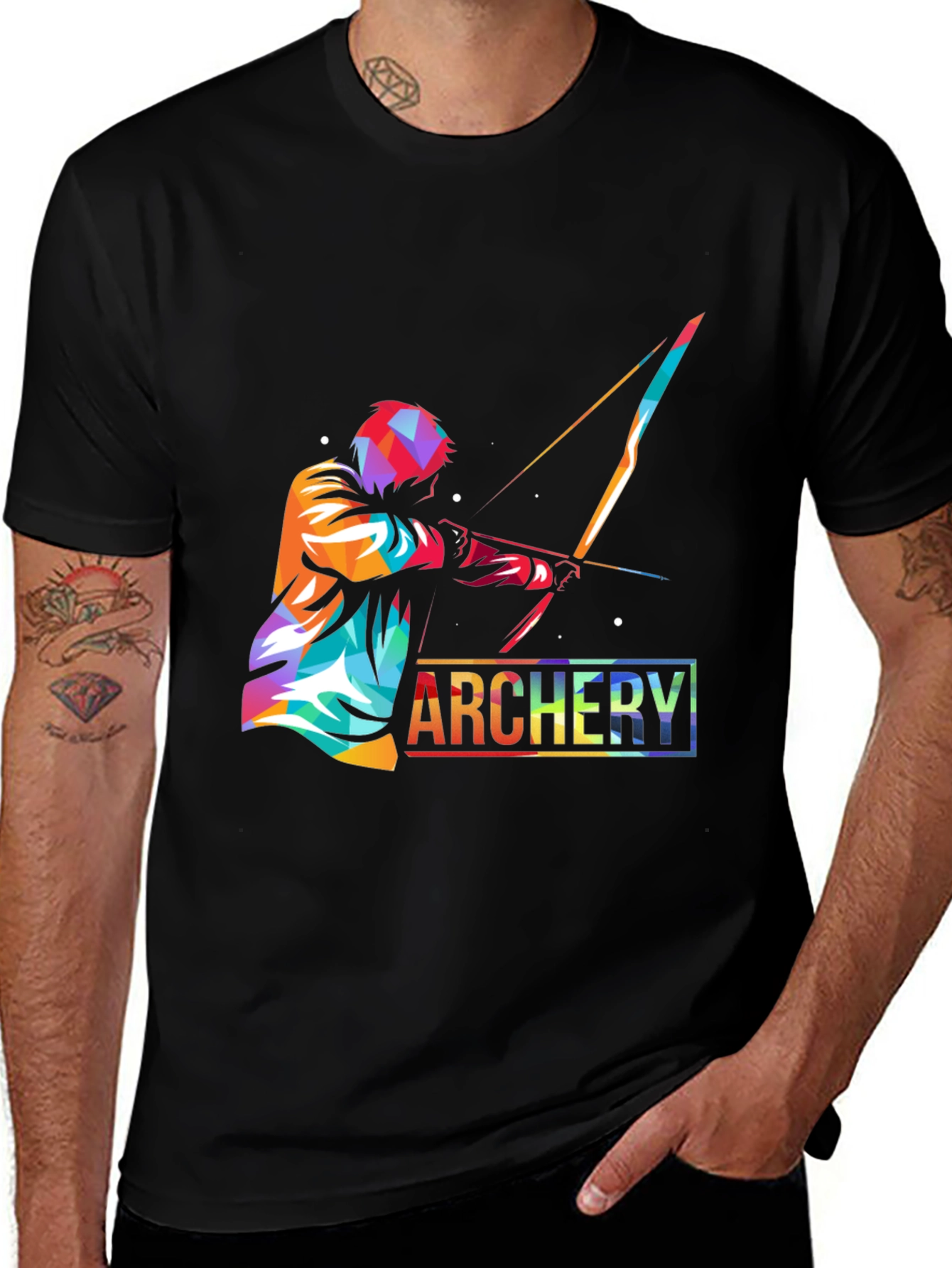 Variant 20 of Archery Print Black T-Shirt - Unique Design