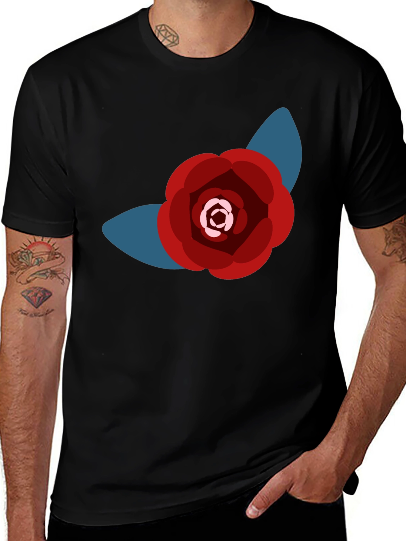 Variant 18 of Rose Graphic Black T-Shirt