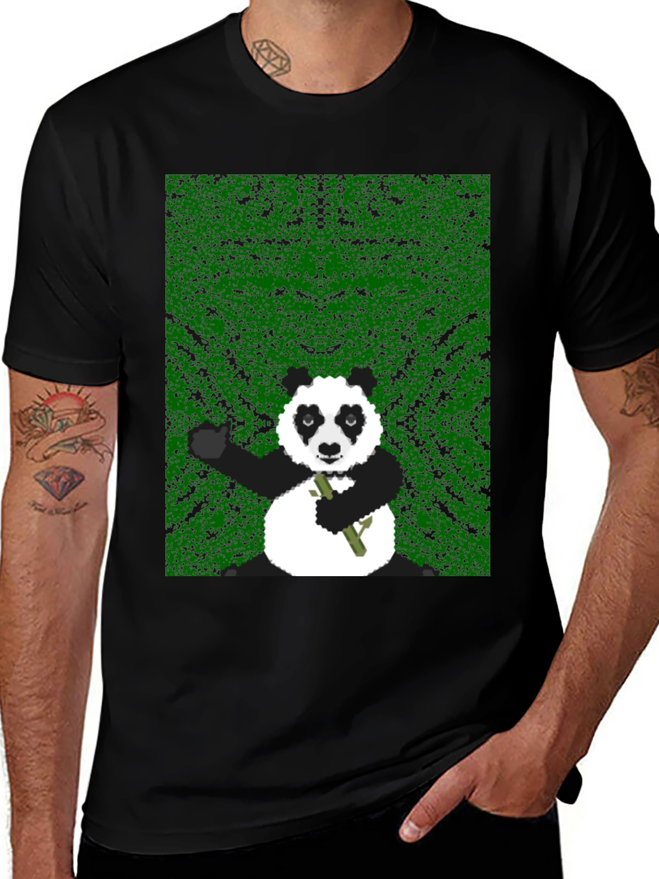 Variant 13 of Pixel Panda Graphic Tee - Black