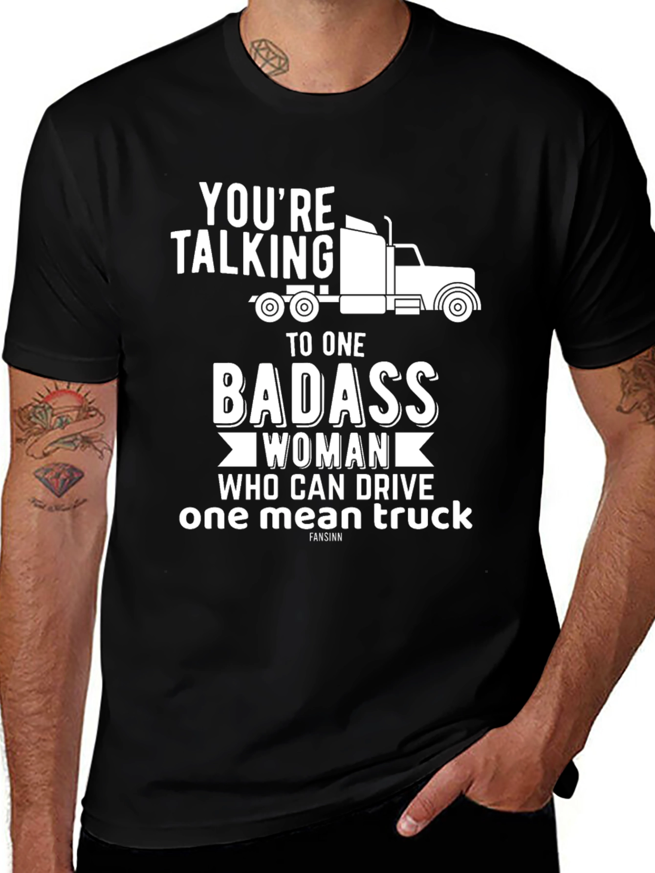 Variant 10 of Badass Woman Trucker T-Shirt