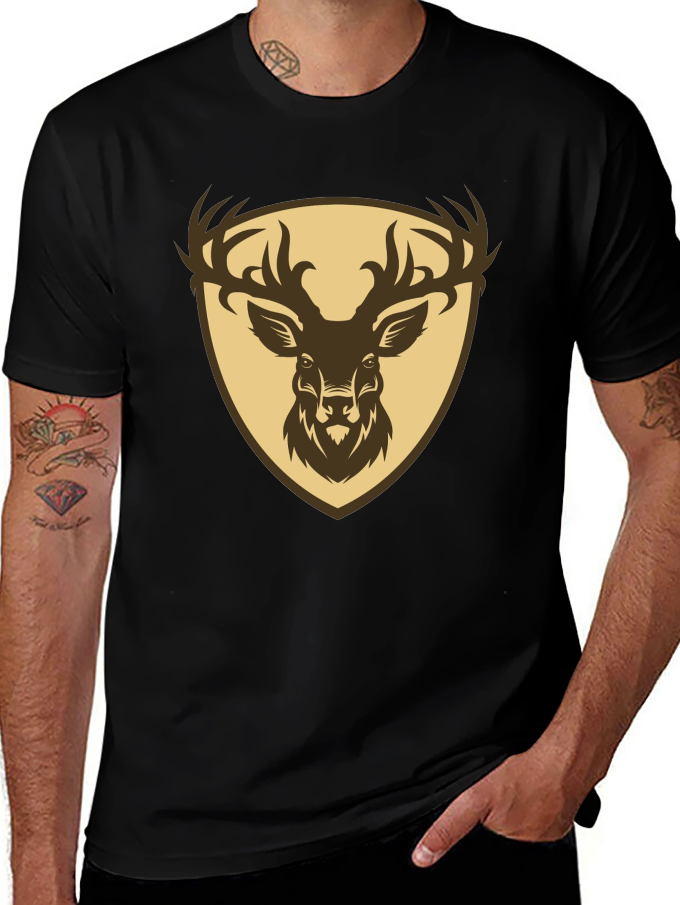 Variant 24 of Black Deer Crest Graphic Tee