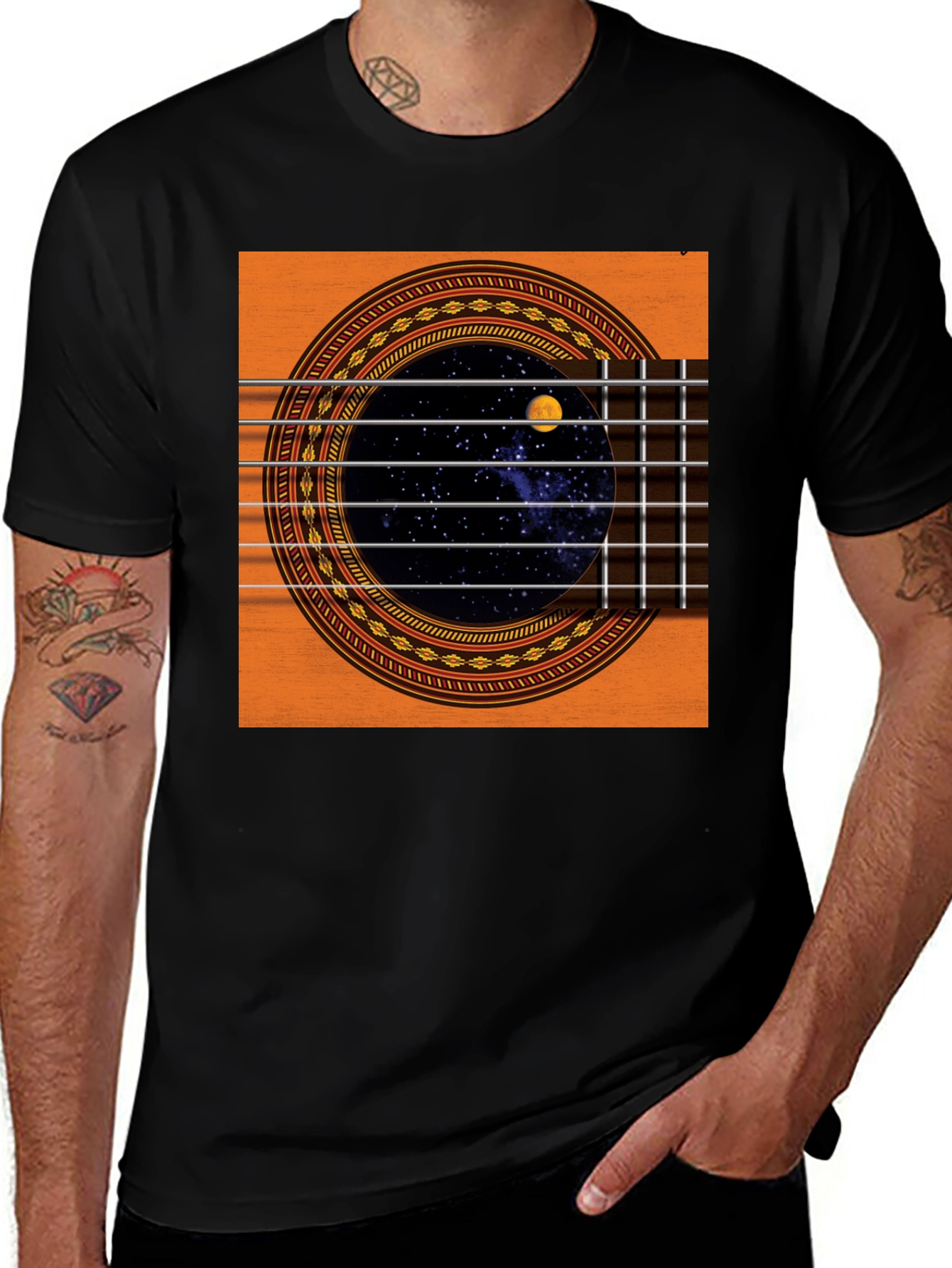 Variant 15 of Guitar Space T-Shirt - Black