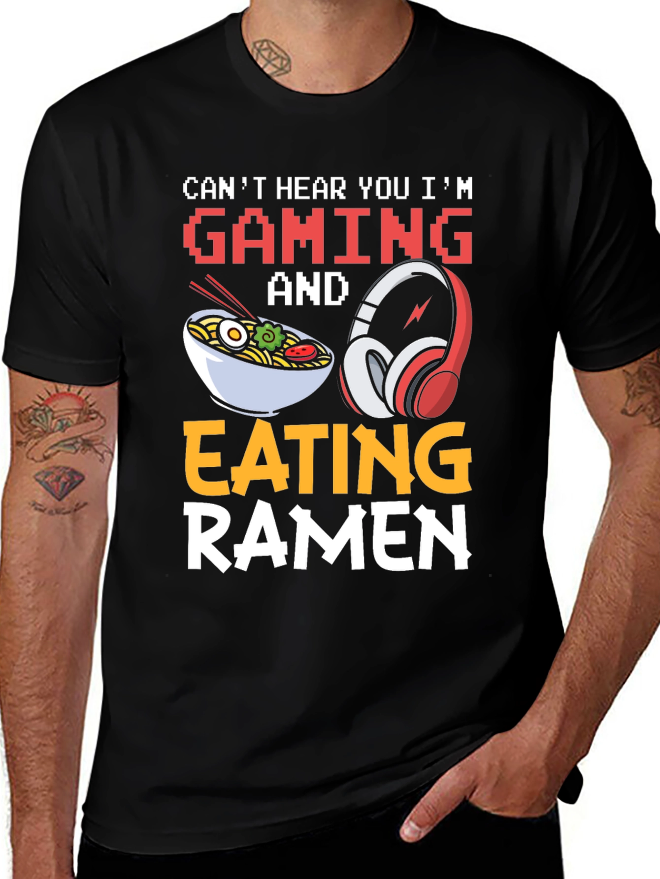 Variant 13 of Gaming and Ramen Black T-Shirt