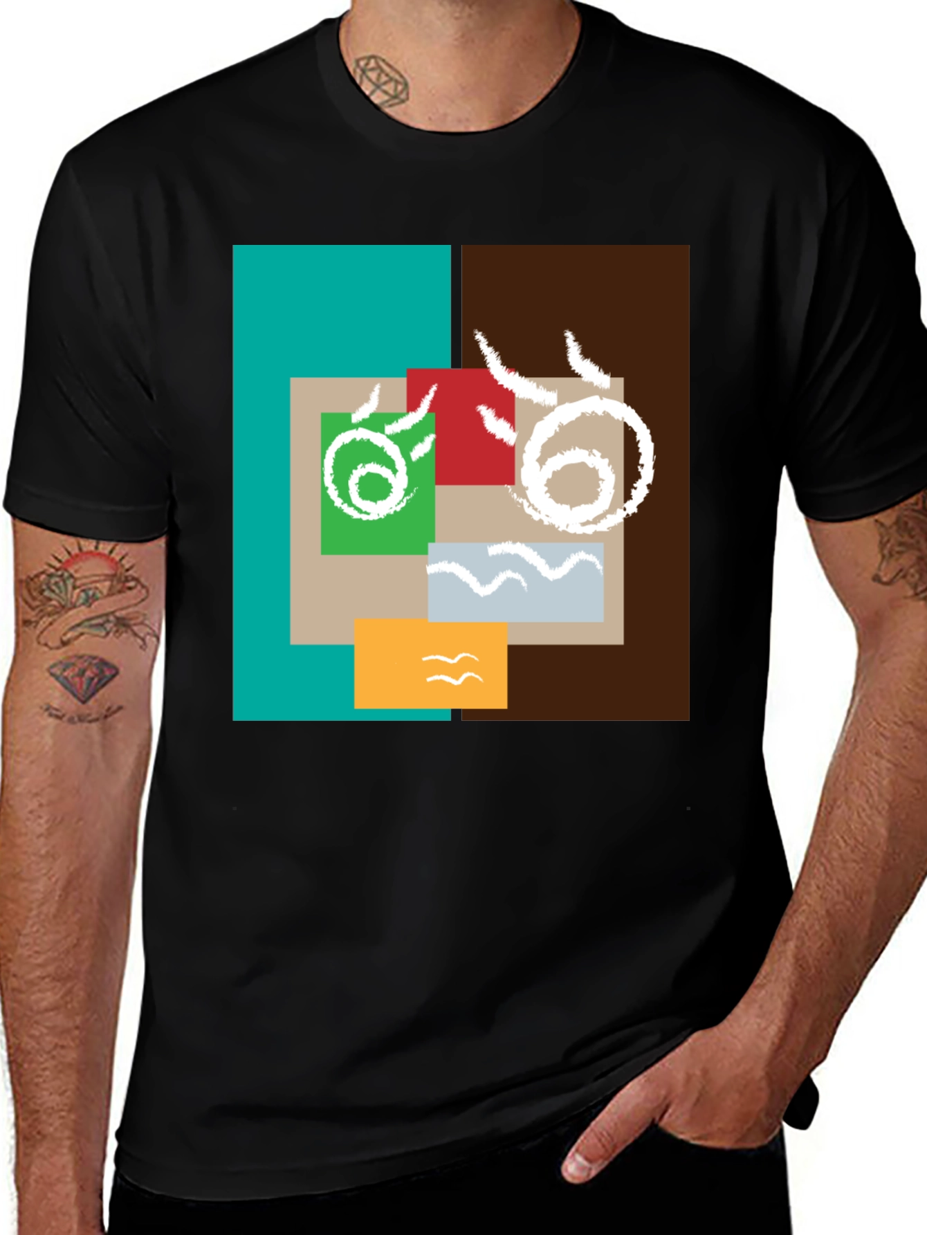 Variant 12 of Abstract Graphic Print Tee - Modern Artistic Style