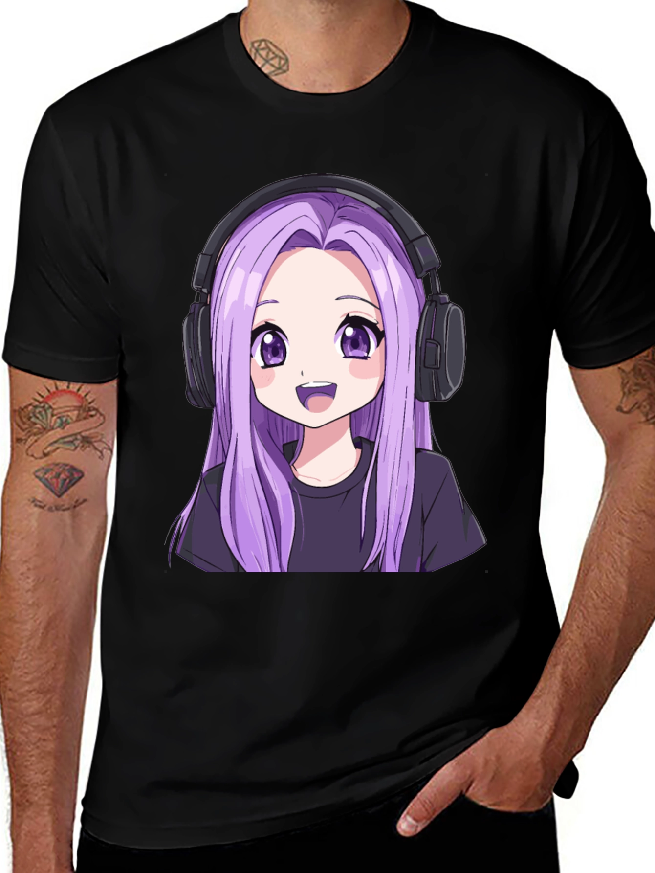 Variant 19 of Anime Girl Headphone Graphic Tee