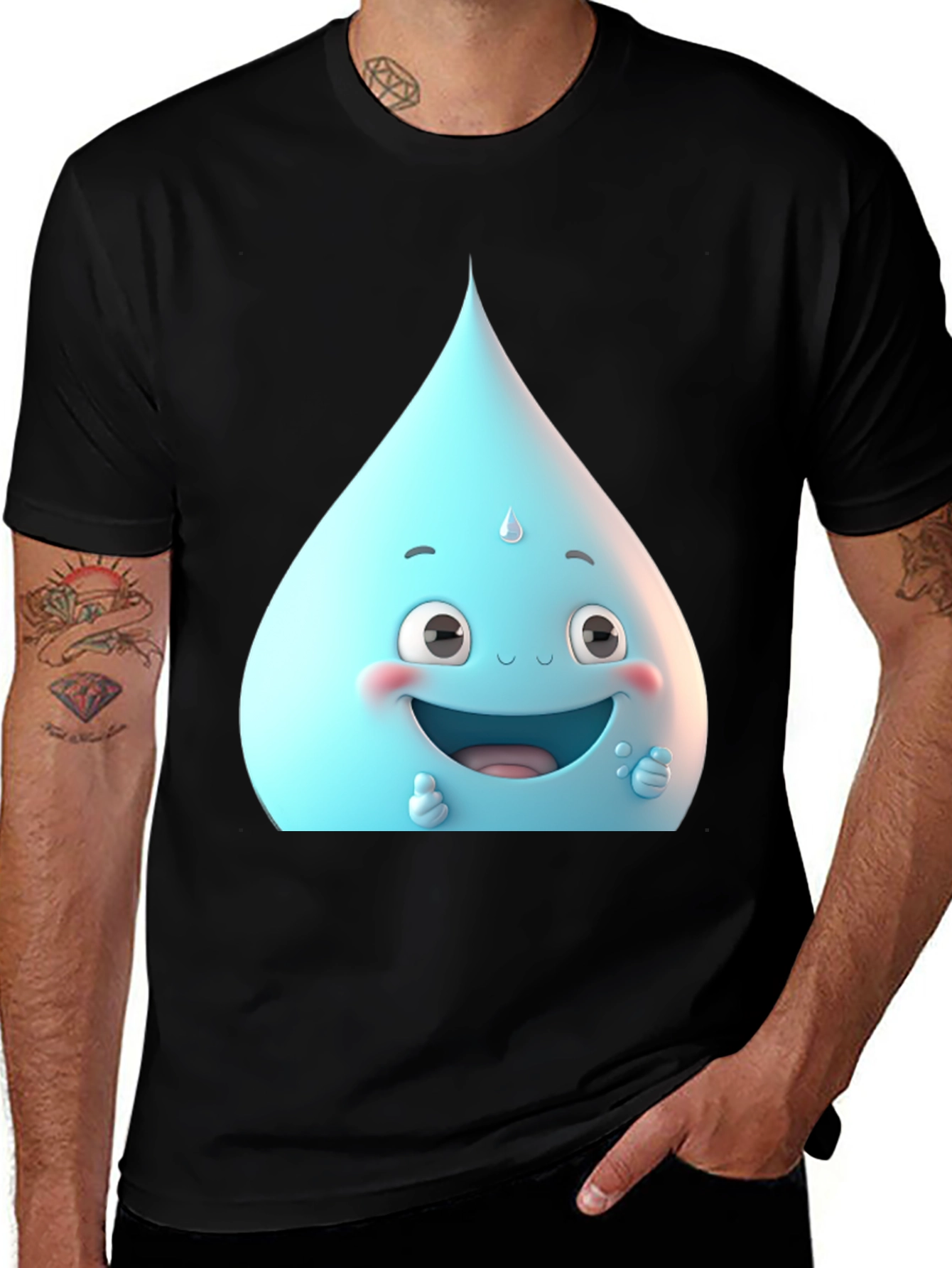 Variant 4 of Fun Water Droplet Graphic Tee - Black Unisex Shirt