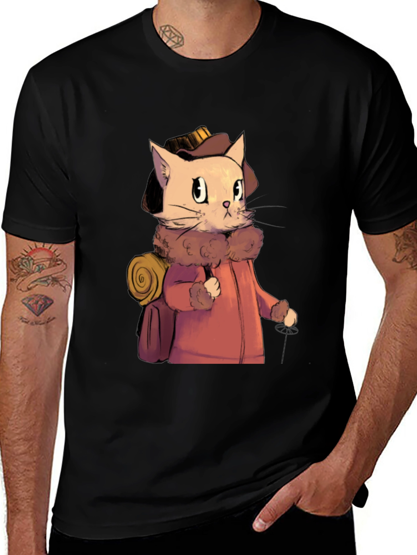 Variant 20 of Adventurous Cat Traveler Graphic T-Shirt