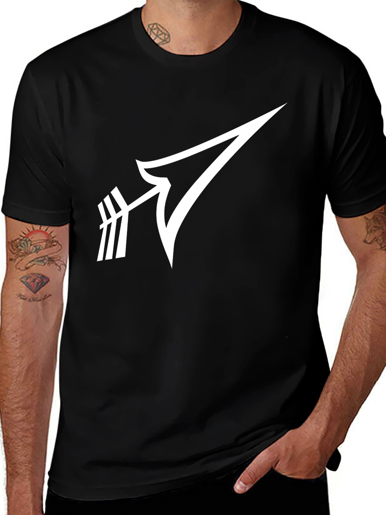 Variant 20 of Black Graphic Tee - Arrow Design