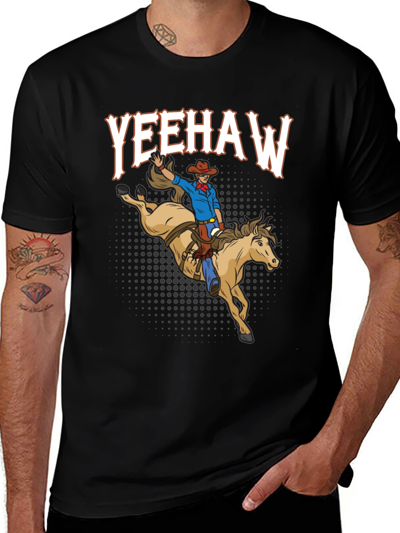 Yeehaw Cowboy Riding Horse Graphic T-Shirt