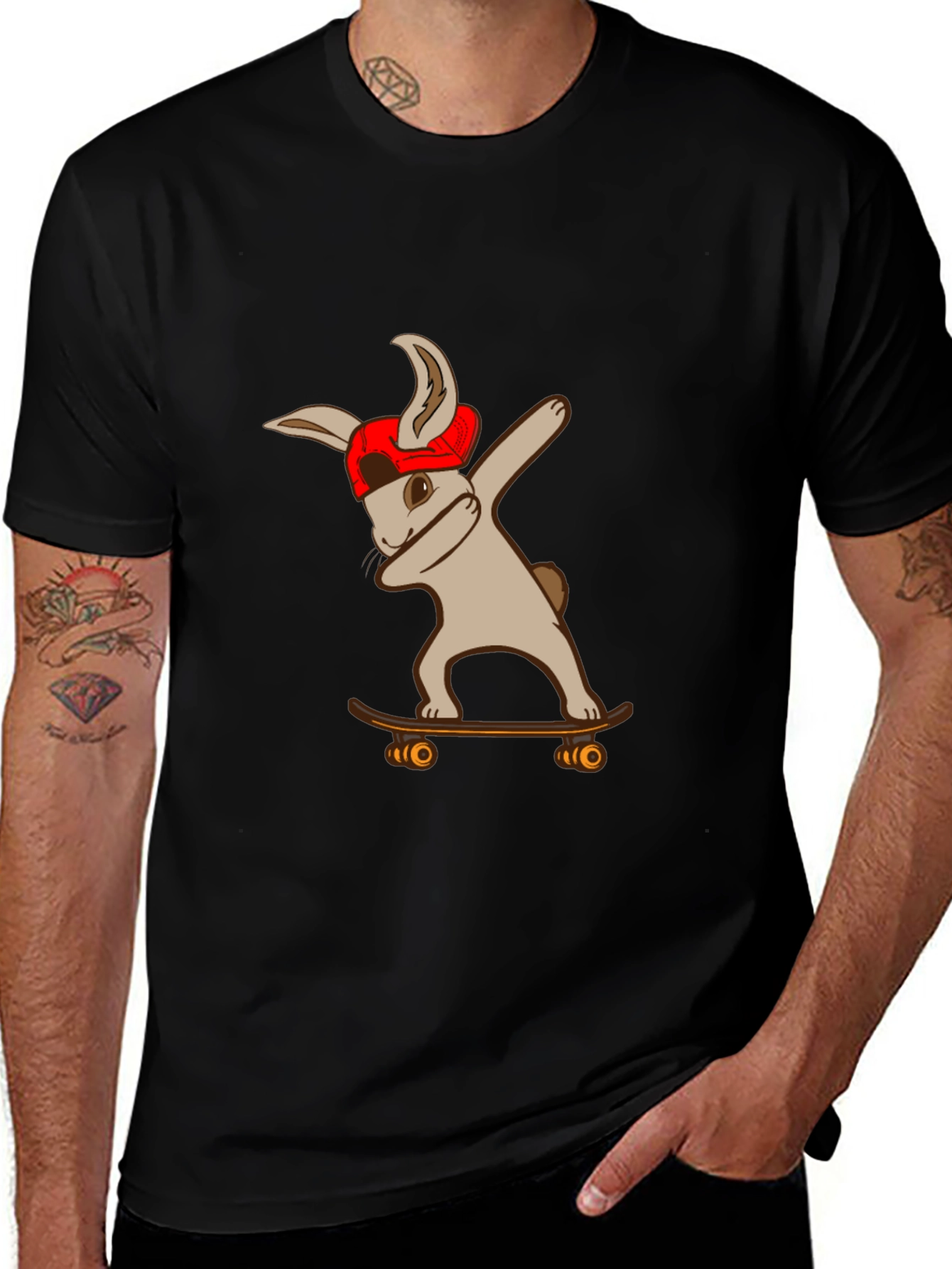 Variant 13 of Dabbing Skater Bunny T-Shirt - Cool Graphic Tee