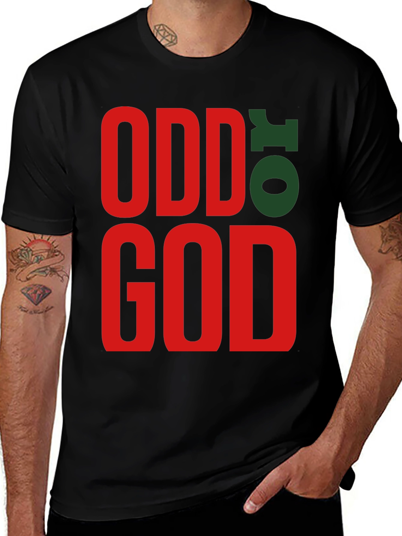 Variant 7 of Odd to God Graphic Tee - Black Cotton T-Shirt