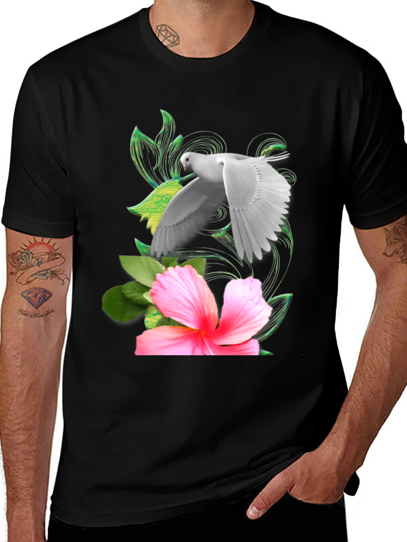 Variant 2 of Dove & Hibiscus Graphic T-Shirt