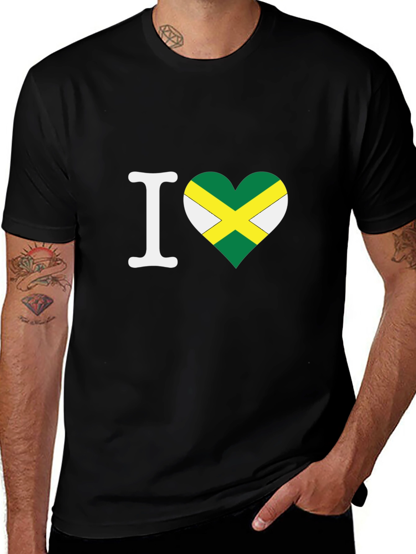 Variant 10 of I Heart Jamaica T-Shirt Black Cotton
