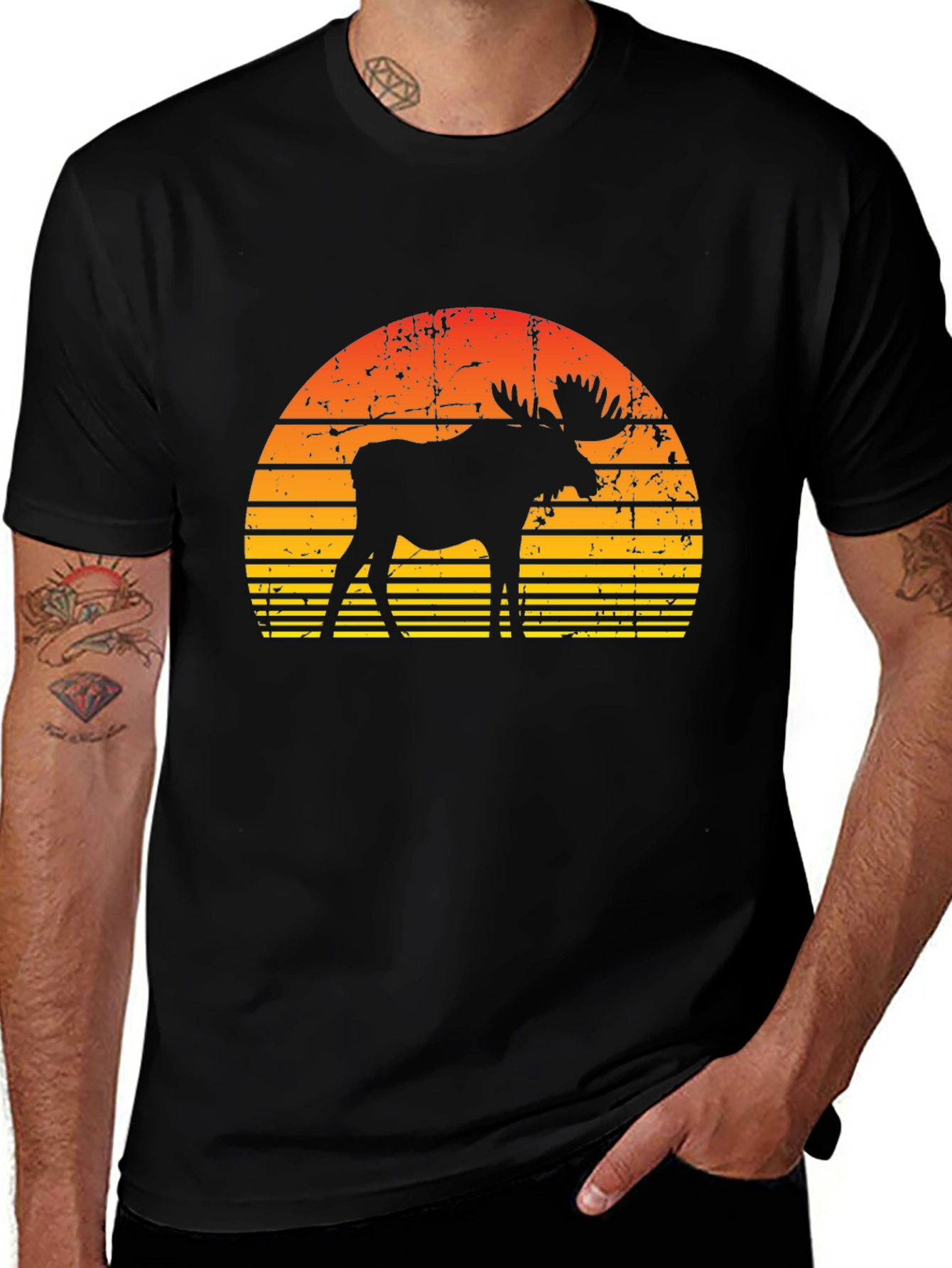 Variant 22 of Retro Moose Sunset Graphic T-Shirt
