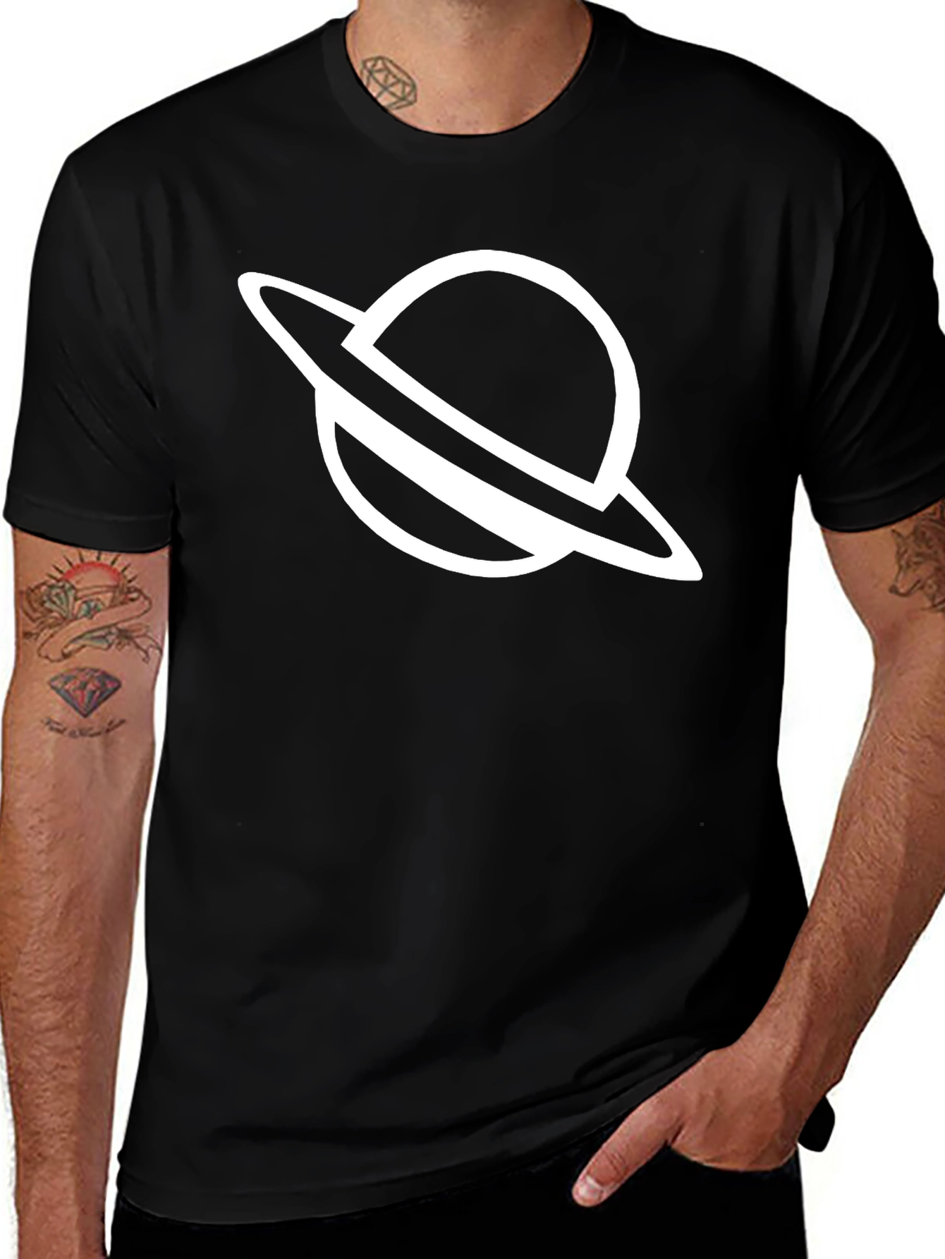 Variant 26 of Saturn Graphic Tee - Modern Black T-Shirt