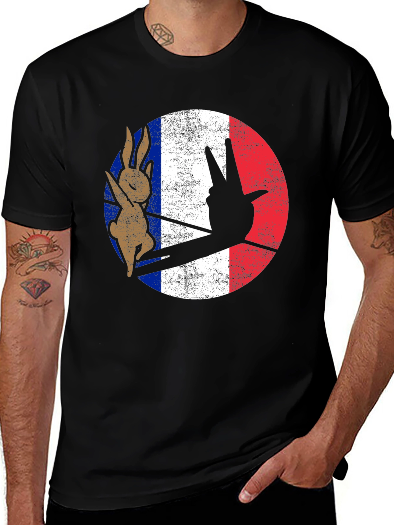 Variant 18 of French Rabbit Peace Sign T-Shirt