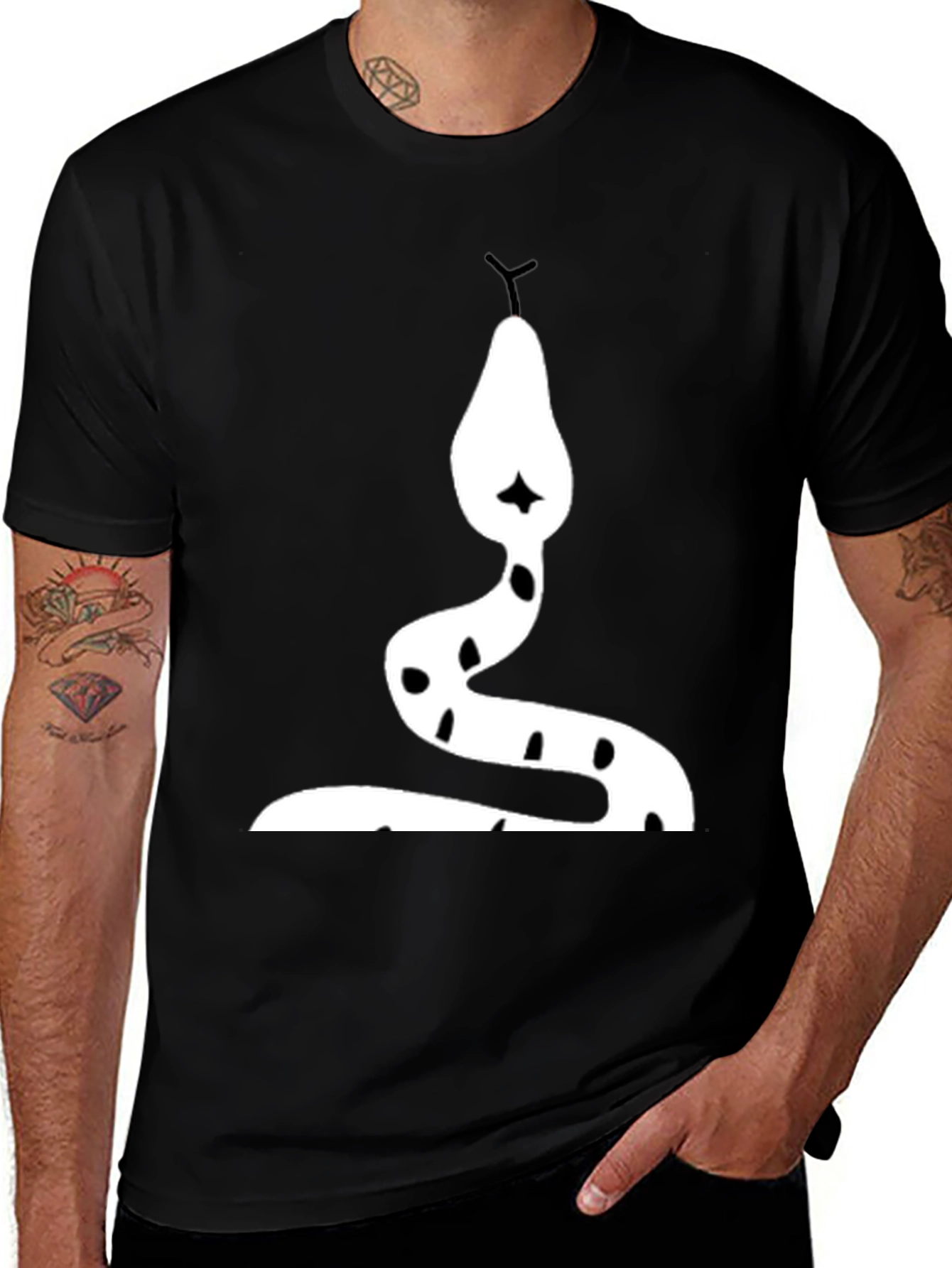 Variant 29 of Snake Graphic Tee - Bold Black Cotton T-Shirt