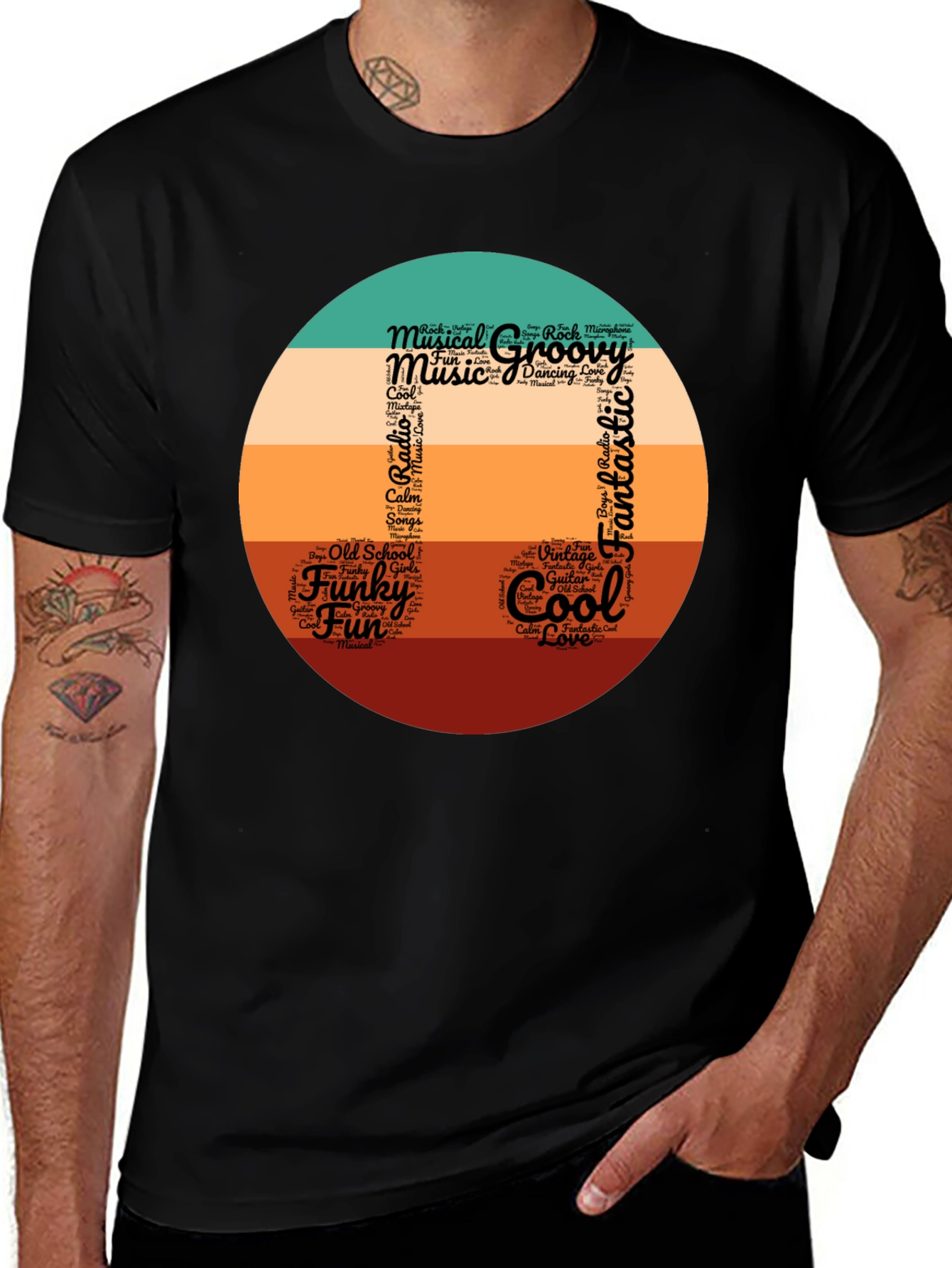 Variant 25 of Groovy Musical Note Word Art T-Shirt