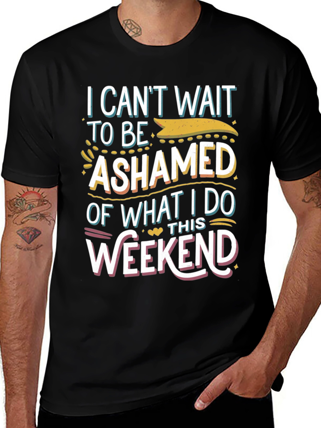 Variant 27 of Ashamed of Weekend Black Graphic Tee