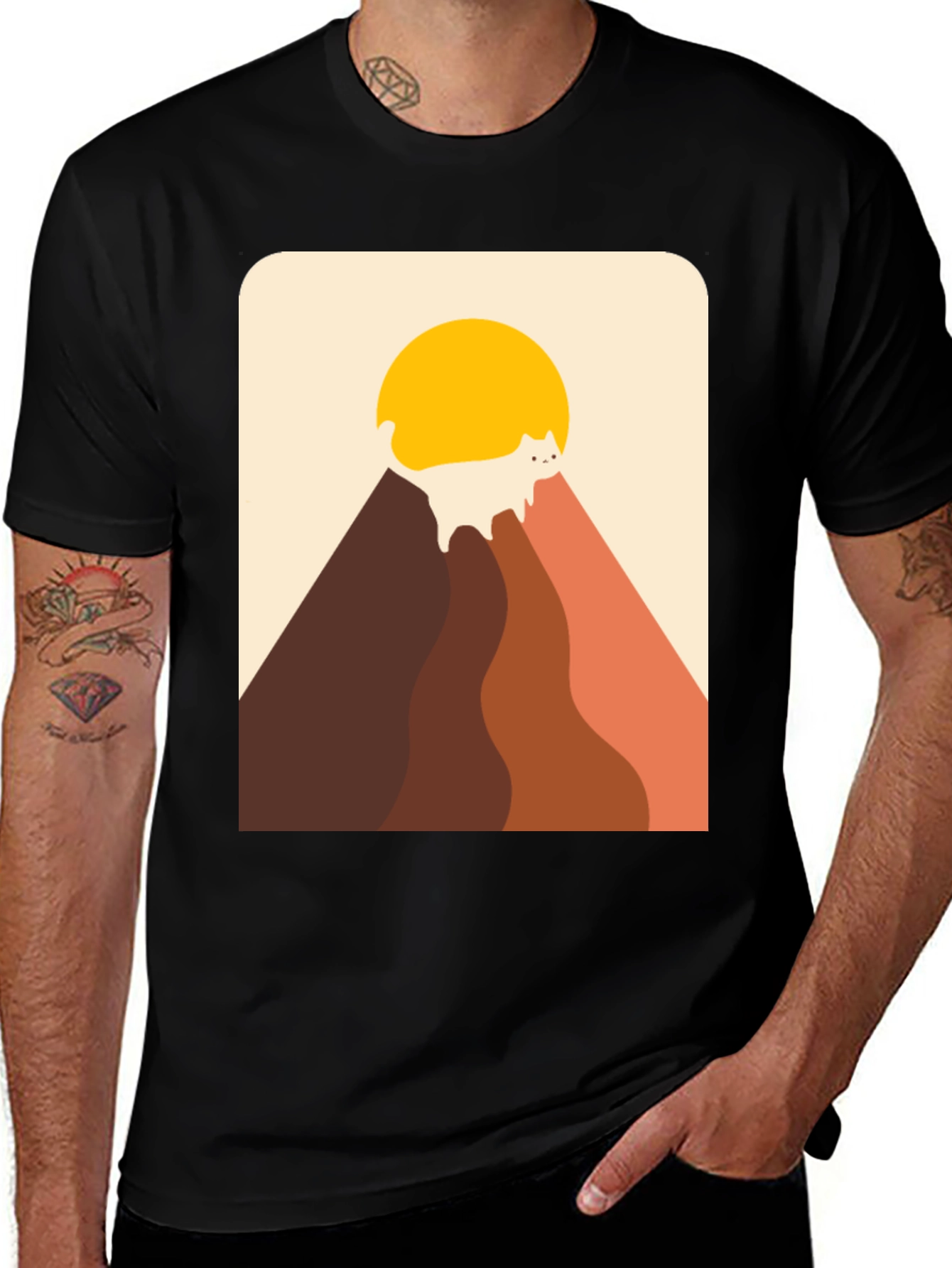 Variant 8 of Retro Cat Mountain T-Shirt