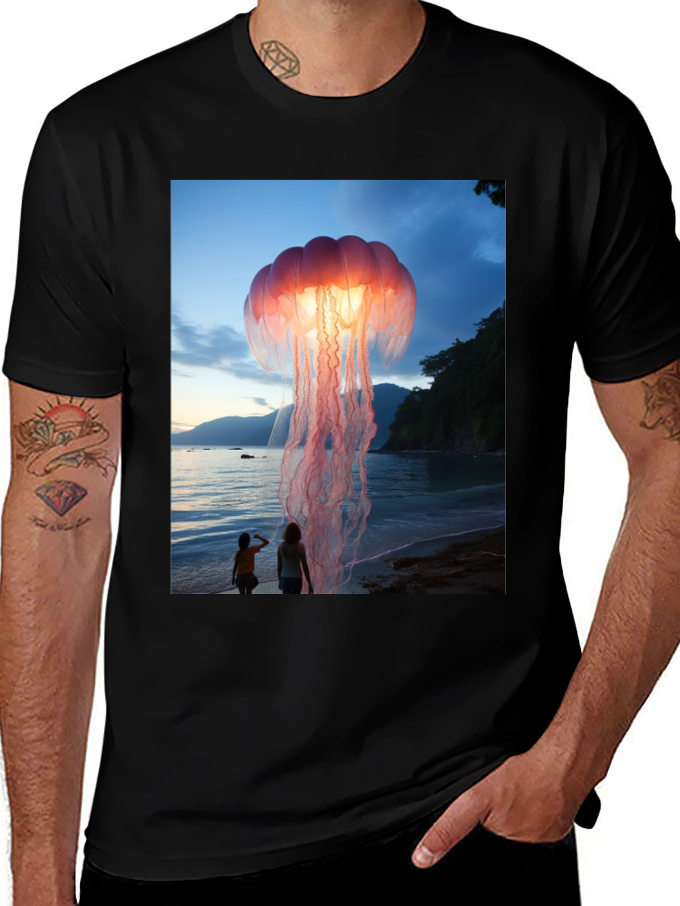 Variant 14 of Jellyfish Beach Graphic Tee - Soft Cotton Blend