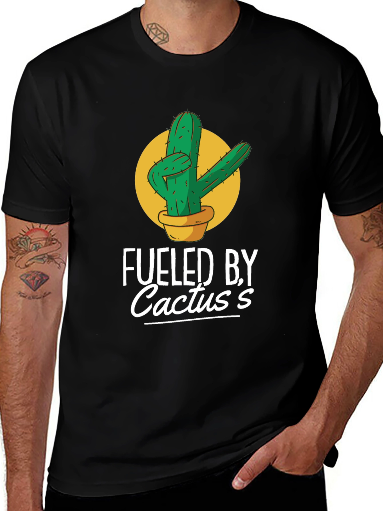Variant 27 of Fueled By Cactus Tee - Unique Graphic T-Shirt