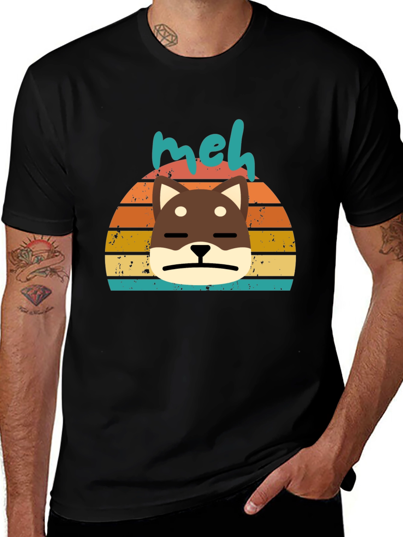 Variant 21 of Meh Shiba Inu Retro Sunset T-Shirt