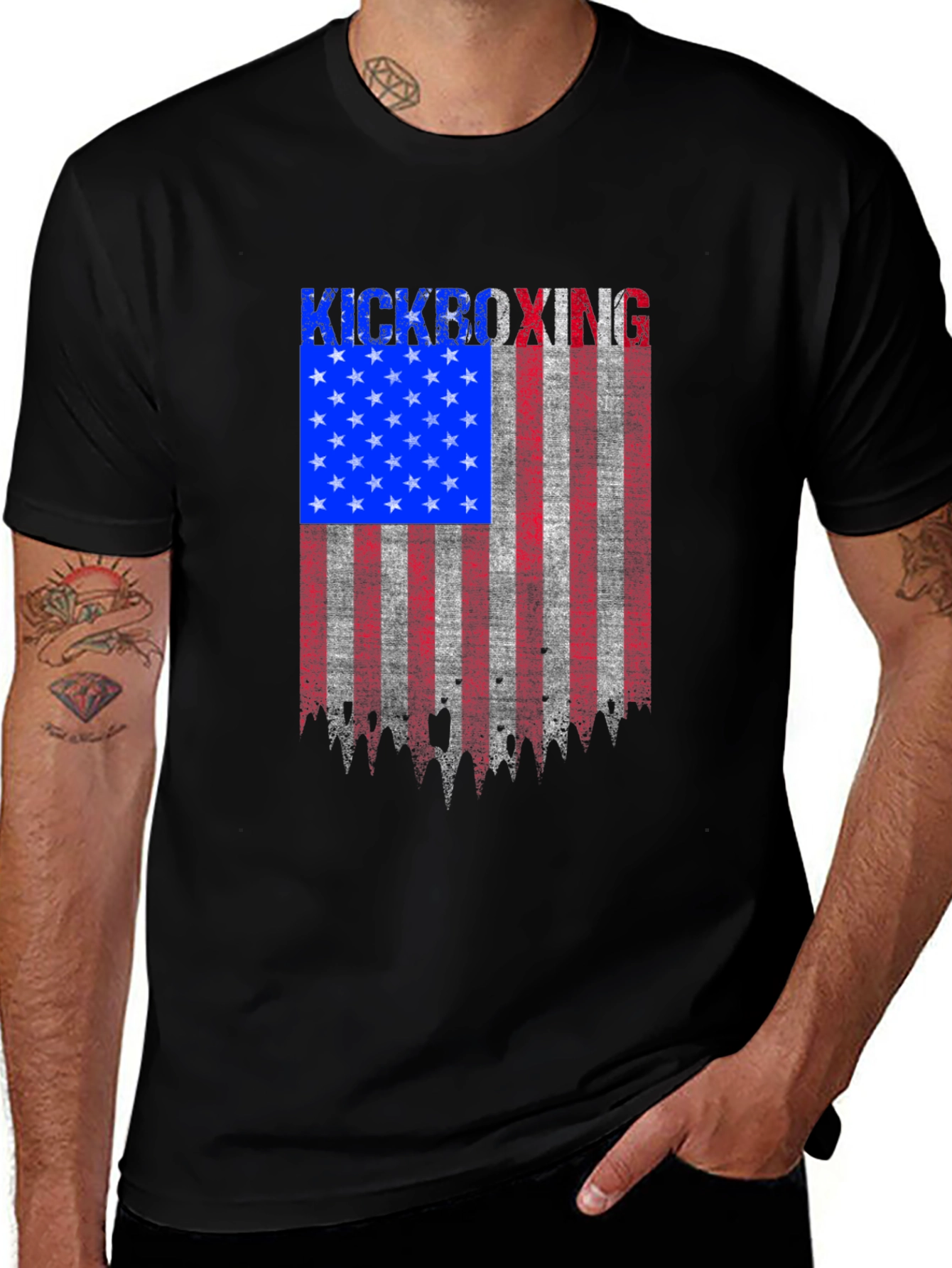 Variant 30 of Kickboxing American Flag Patriotic T-Shirt