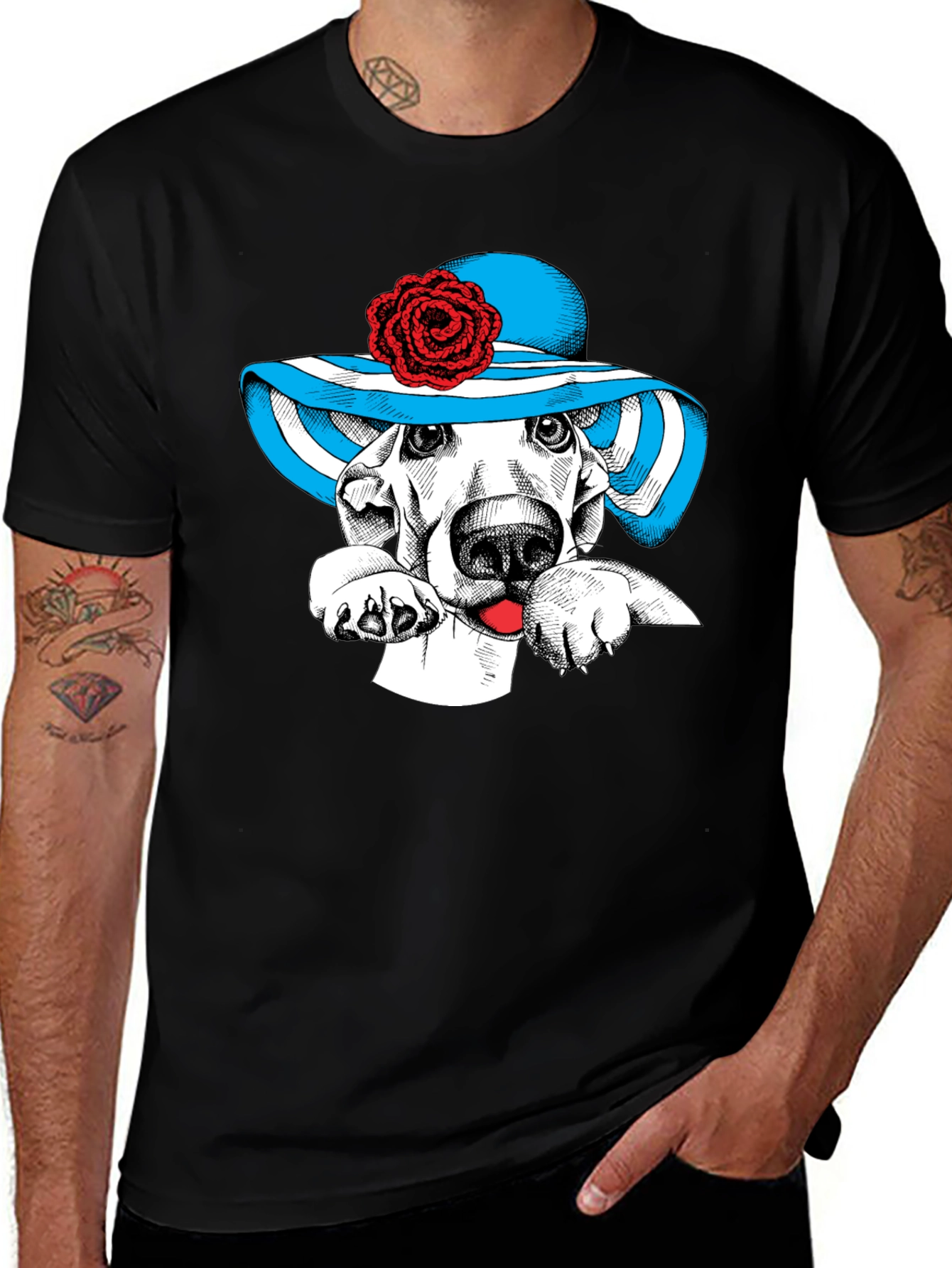 Variant 27 of Dog in Hat Graphic Tee - Unique Design!