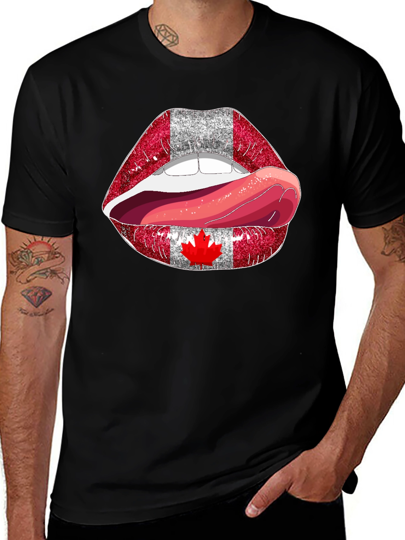 Canada Lips Black T-Shirt