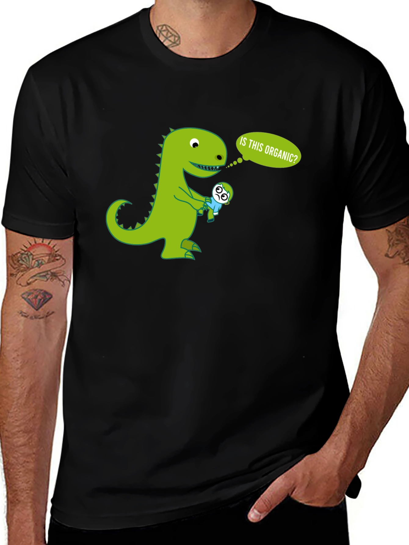 Variant 16 of Dinosaur Organic Humor T-Shirt - Black