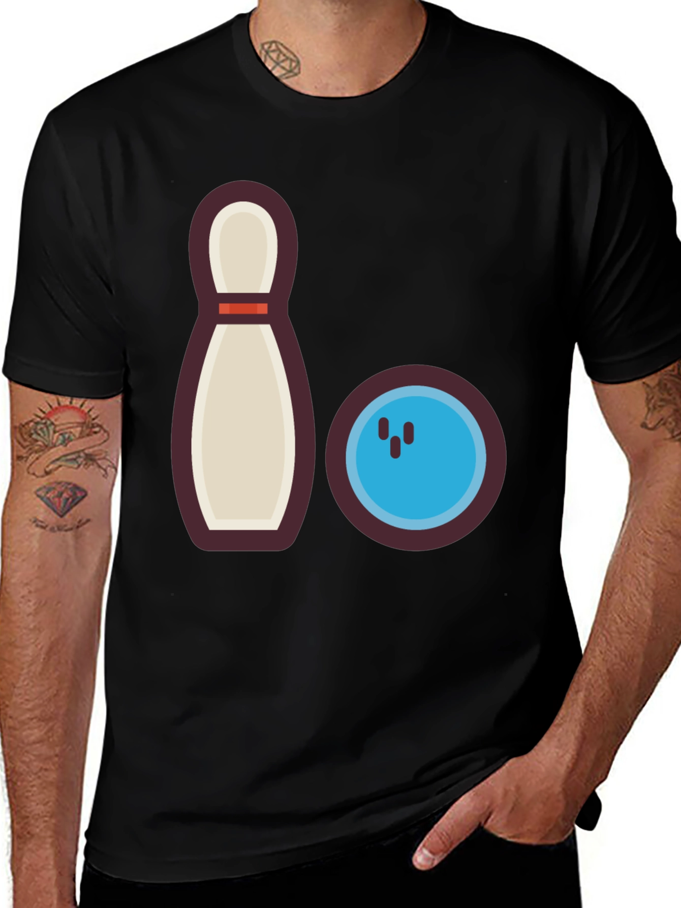 Variant 15 of Bowling Pin and Ball Graphic Tee - Strike a Style!