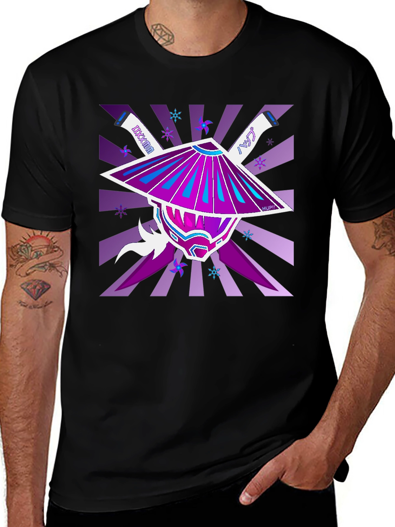 Variant 6 of Samurai Graphic Tee - Purple Ninja Warrior Design