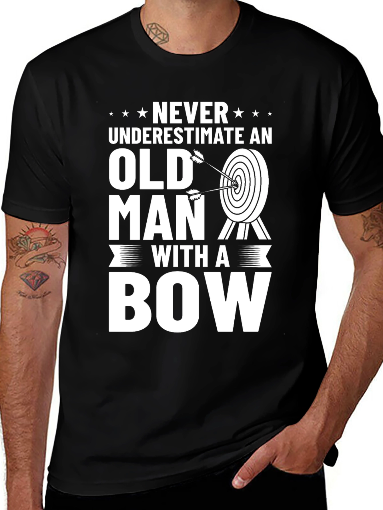 Variant 12 of Never Underestimate Old Man Bow Archery T-Shirt