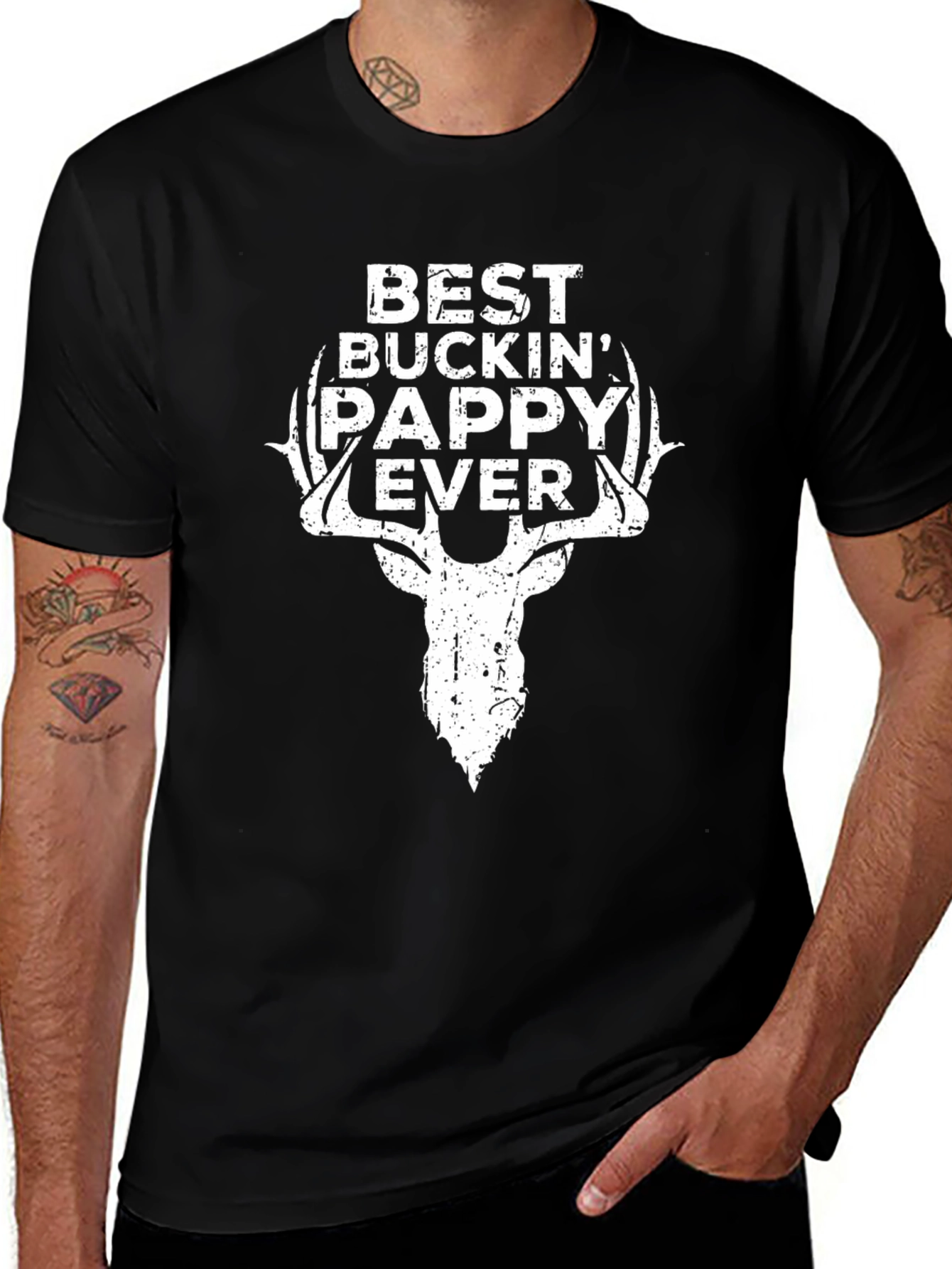 Best Buckin' Pappy Ever Black Graphic Tee