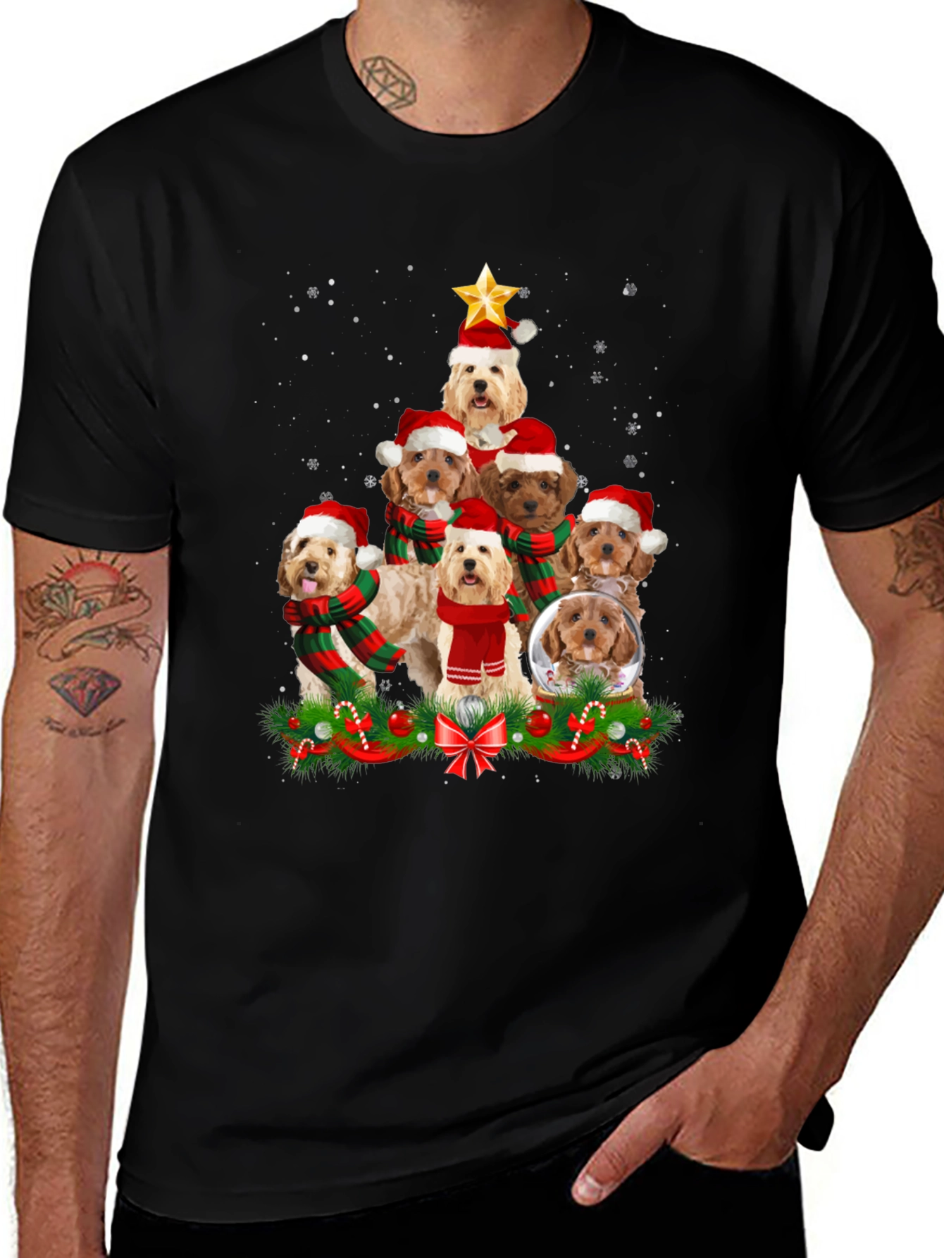 Variant 9 of Festive Dog Breed Christmas Tree T-Shirt
